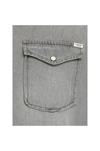 Jack&Jones Erkaklar uchun och kulrang uzun yengli jinsi ko'ylak (12138115) - 8