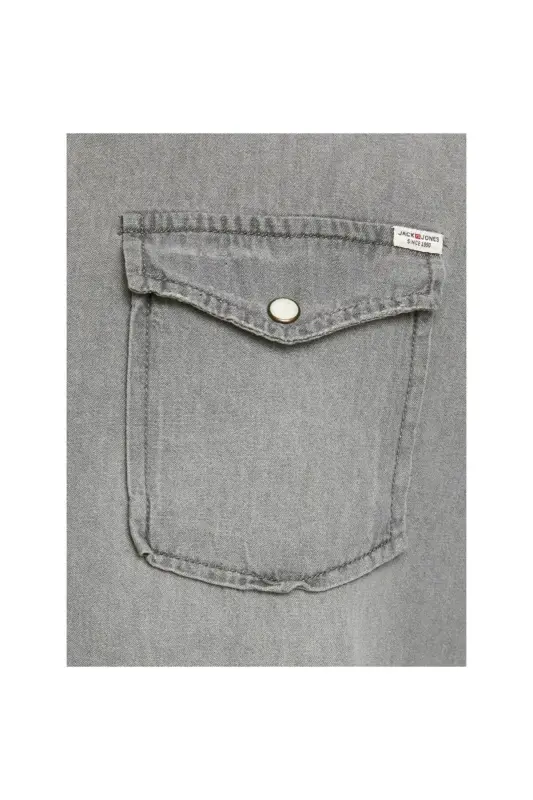 Jack&Jones Erkaklar uchun och kulrang uzun yengli jinsi ko'ylak (12138115) - 8