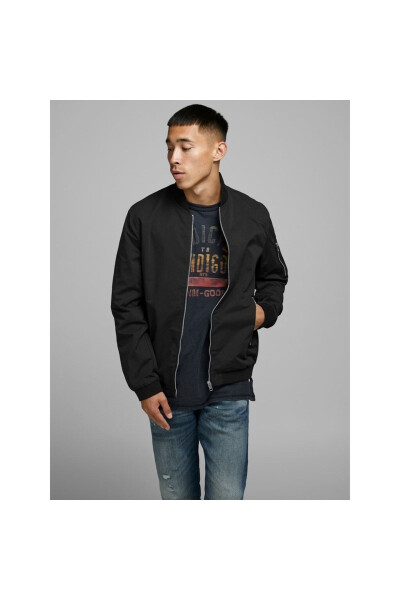 Jack&Jones Erkaklar uchun Qora Bomber Ko'ylagi - 1