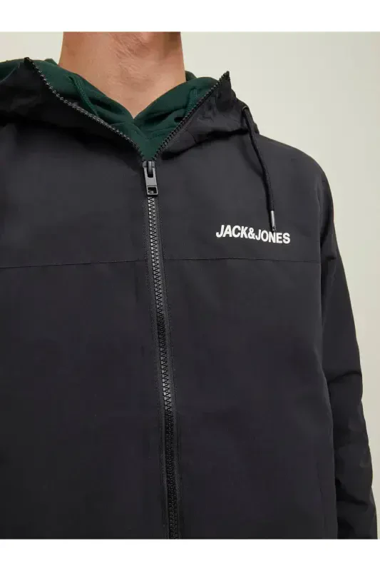 Jack&Jones Erkaklar uchun Qora Kaputli Bomber Ko'ylagi - 7