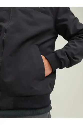 Jack&Jones Erkaklar uchun Qora Kaputli Bomber Ko'ylagi - 8