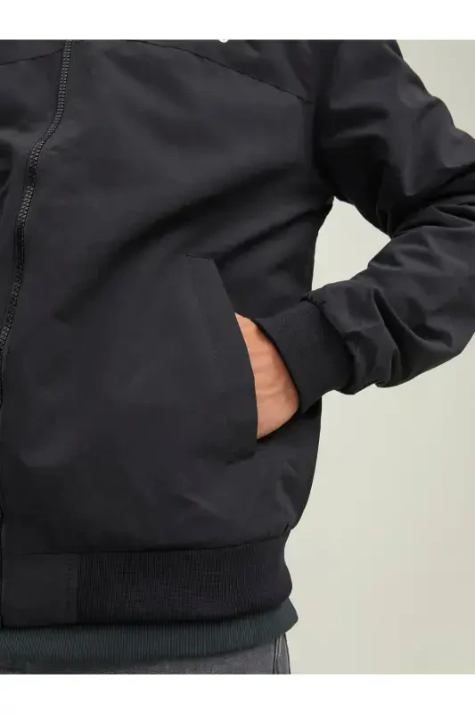 Jack&Jones Erkaklar uchun Qora Kaputli Bomber Ko'ylagi - 8