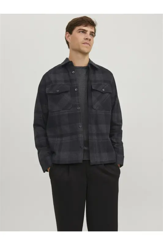 Jack&jones Erkek Gömlek 12241533 - Koyu Gri-Melanj - 1