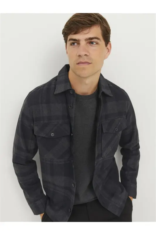 Jack&jones Erkek Gömlek 12241533 - Koyu Gri-Melanj - 2