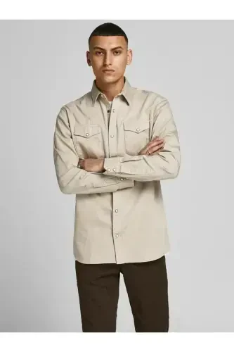 Jack Jones Sheridan Erkek Jean Gömlek 12138115-Bej - 2