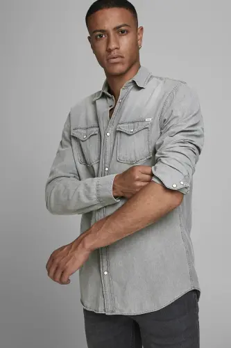 Jack&Jones Erkek Gömlek 12138115 - Gri - 5