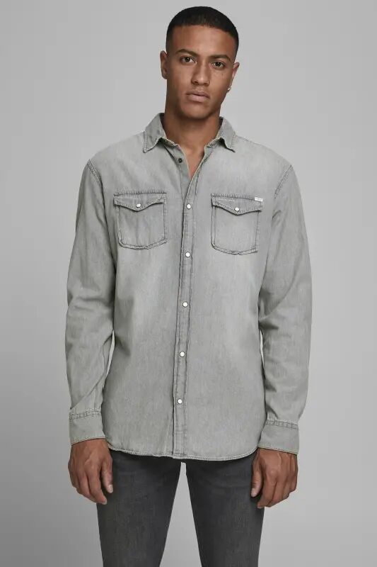 Jack&Jones Erkek Gömlek 12138115 - Gri - JACK & JONES