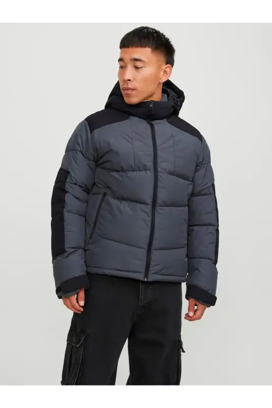 Jack&Jones Erkek Mont 12214648 Gray-Black Beden L - Gray-Black - 1