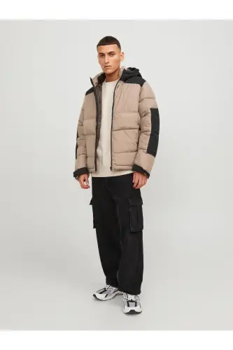 Jack&jones Erkek Mont 12214648 Vizon-black Beden L - bej - 3