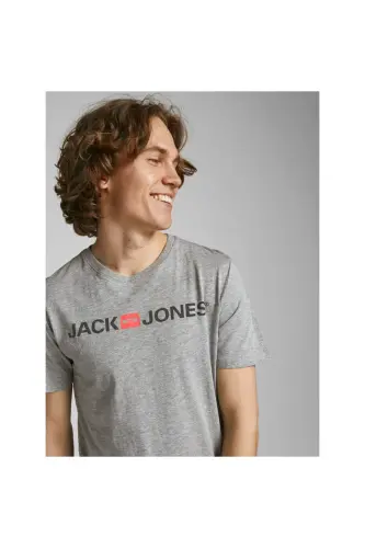 Jack&jones Erkek T-shirt 12137126 - Açık Gri - 3