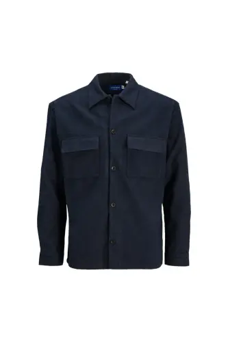 Jack&Jones Oversize Minimalist Uzun Kol Erkek Gömlek - Lacivert - 3