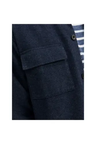 Jack&Jones Oversize Minimalist Uzun Kol Erkek Gömlek - Lacivert - 7