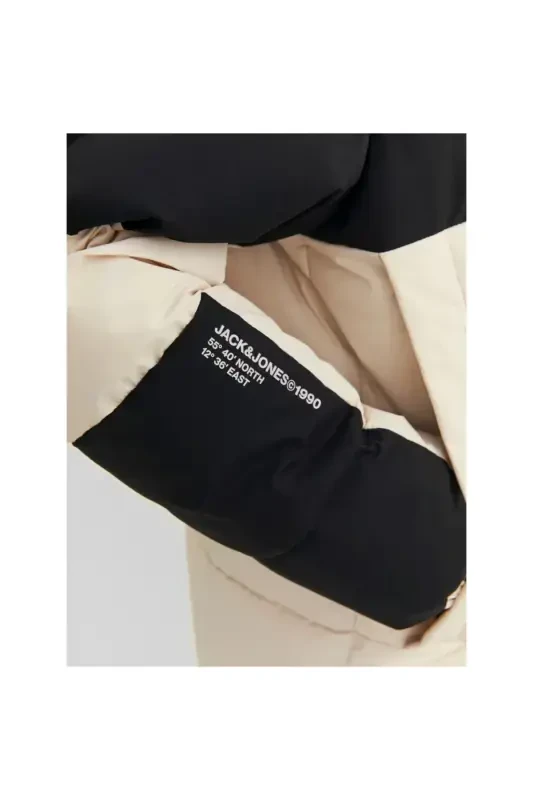 Jack&Jones Force Puffer, beige hooded jacket for men - 8