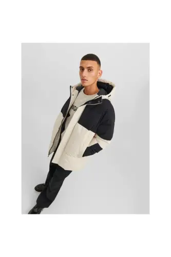 Jack&jones Force Puffer Sn Erkek Bej Kapüşonlu Mont - Bej-Siyah - 3