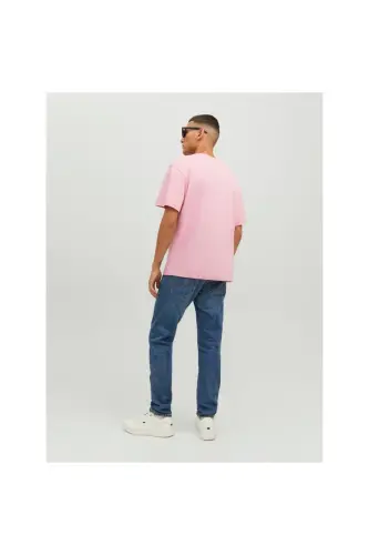 Jack&jones Футболка мужская розовая с круглым вырезом и принтом, 100% хлопок 12238166-Розовый - 6