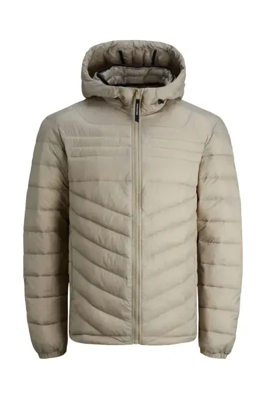 Jack&jones Hero Puffer Hood Men's Beige Hooded Jacket-Beige - JACK & JONES