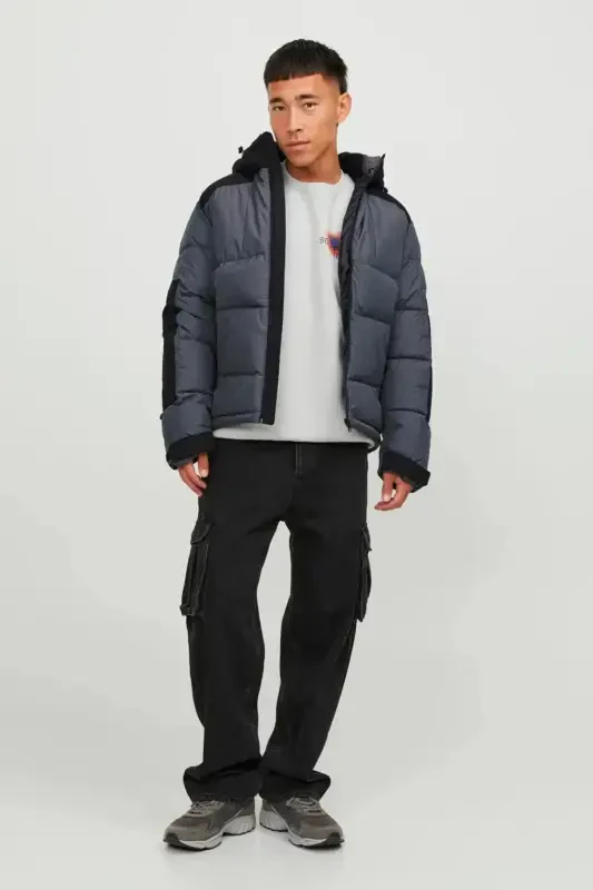 Jack&jones Hooded Puffer Asphalt-black Men's Water Resistant Jacket 12239001-ANTRACITE - 3