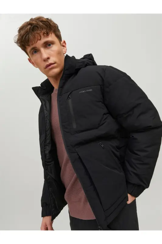 Jack&Jones Jcootto Puffer Sn Erkek Mont 12214648-Black - 2