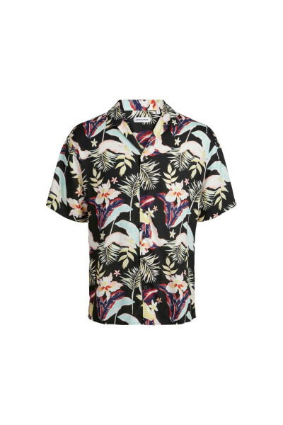 Jack&Jones Jeff Floral Aop Resort Men's Black Classic Collar Shirt - JACK & JONES