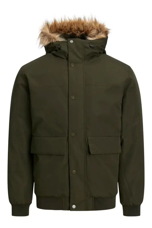 Jack&jones Jjchamp Bomber Jacket Faux Fur Haki-To'q Yashil - 1