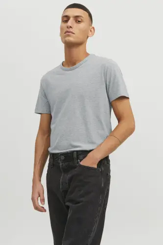 Jack&jones Jjebasic O-neck Tee S/s Noos Erkaklar T-shirt-12058529-Kulrang Melanj - 1