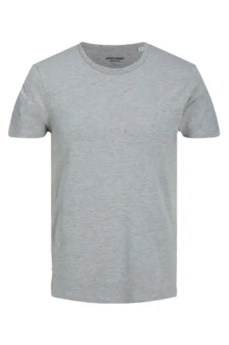 Jack&jones Jjebasic O-neck Tee S/s Noos Men's T-shirt-12058529-Grey Melange - 5