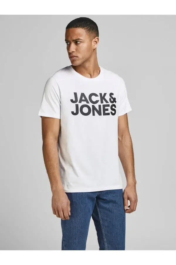 Jack&jones Jjecorp Logo Tee Ss O-neck Noos Erkek T-shirt-12151955-White/Slim/Large - 7