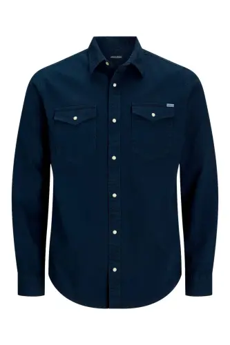 Jack&jones Jjesheridan L/s Noos Erkek Gömlek-12138115-Dark Navy - JACK & JONES (1)