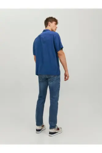 Jack&jones Jornoah Erkek Relaxed Fit Erkek Kısa Kollu Gömlek 12228007 - Navy Blazer - JACK & JONES (1)