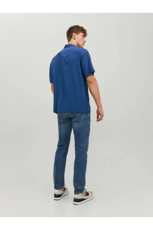 Jack&jones Jornoah Erkek Relaxed Fit Erkek Kısa Kollu Gömlek 12228007 - Navy Blazer - 2