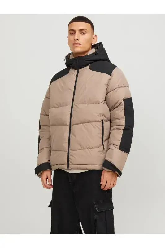Jack&Jones Kapüşonli Puffer Vizon Erkak Mont 12239001-Ko'p Rangli - 1