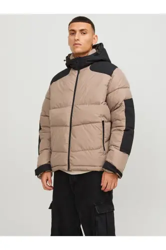 Jack&Jones Kapüşonlu Puffer Vizon Erkek Mont 12239001 - Çok Renkli - 1