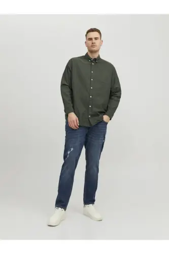 Jack&Jones Katta Hajmi Xaki Erkaklar Oxford Ko'ylak - 4