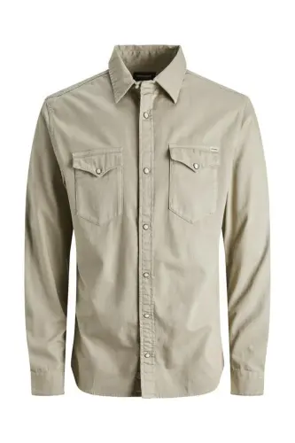 Jack&Jones Men's Beige Denim Shirt (Long Sleeve) 