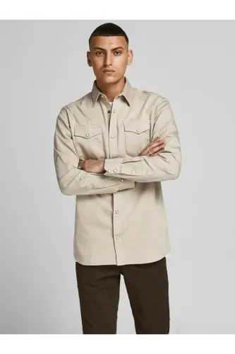 Jack&Jones Men's Beige Denim Shirt (Long Sleeve) - 2