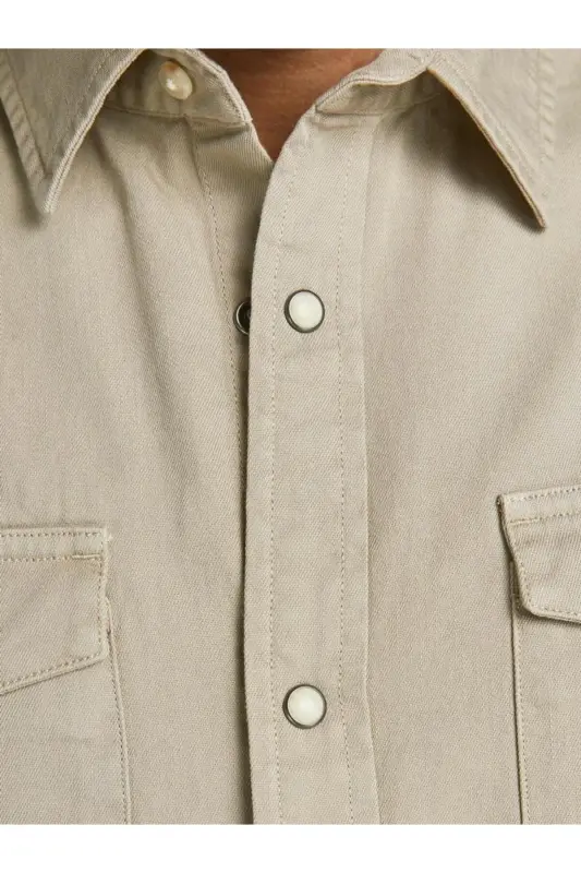 Jack&Jones Men's Beige Denim Shirt (Long Sleeve) - 5