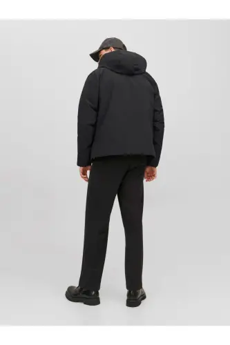 Jack&Jones Minimalist Kapüşonlu Erkek Mont - Regular Fit - Günlük Kullanım-Siyah - JACK & JONES (1)