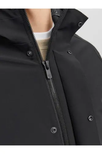 Jack&Jones Minimalist Kapüşonlu Erkek Mont - Regular Fit - Günlük Kullanım - Siyah - 4