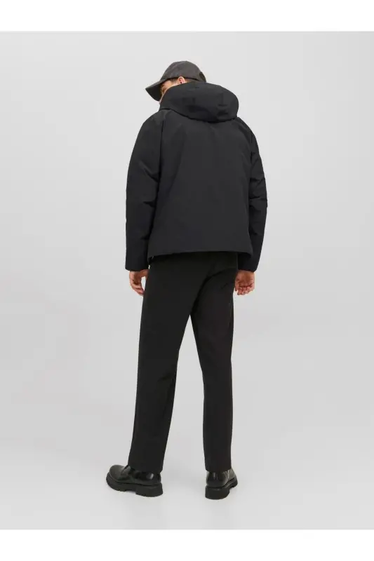 Jack&Jones Minimalist Kapüşonlu Erkek Mont - Regular Fit - Günlük Kullanım-Siyah - 2