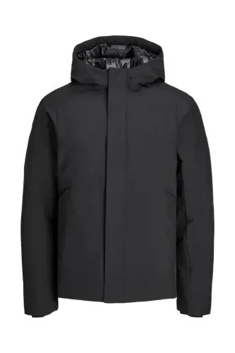 Jack&Jones Minimalist Kapüşonlu Erkek Mont - Regular Fit - Günlük Kullanım-Siyah - 7