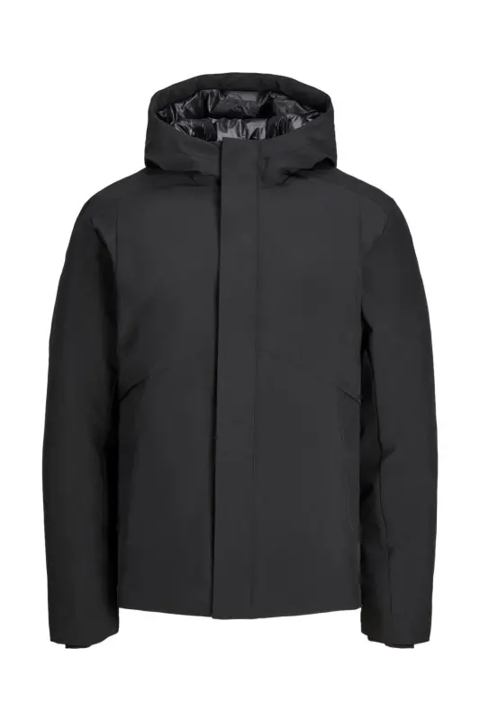 Jack&Jones Minimalist Kapüşonlu Erkek Mont - Regular Fit - Günlük Kullanım-Siyah - 7