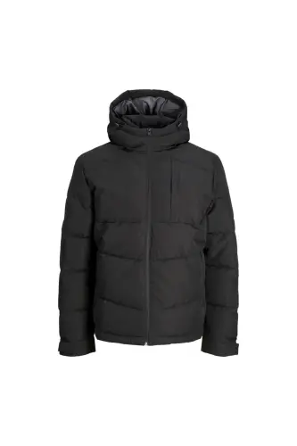 Jack&Jones Minimalist Oversize Hooded Men's Winter Coat - Dark Black - 3