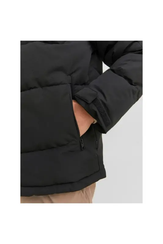 Jack&Jones Minimalist Oversize Kapüşonlu Erkek Kışlık Mont - Dark Black - 6