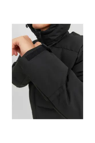 Jack&Jones Minimalist Oversize Kapüşonlu Erkek Kışlık Mont - Dark Black - 7