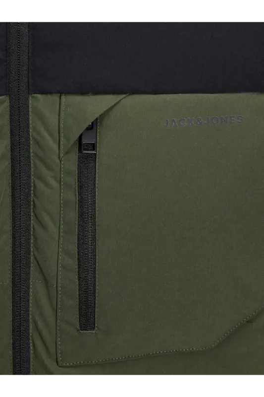 Jack&Jones Minimalist Oversize Kapüşonlu Erkek Kışlık Mont-Koyu Yeşil - 2