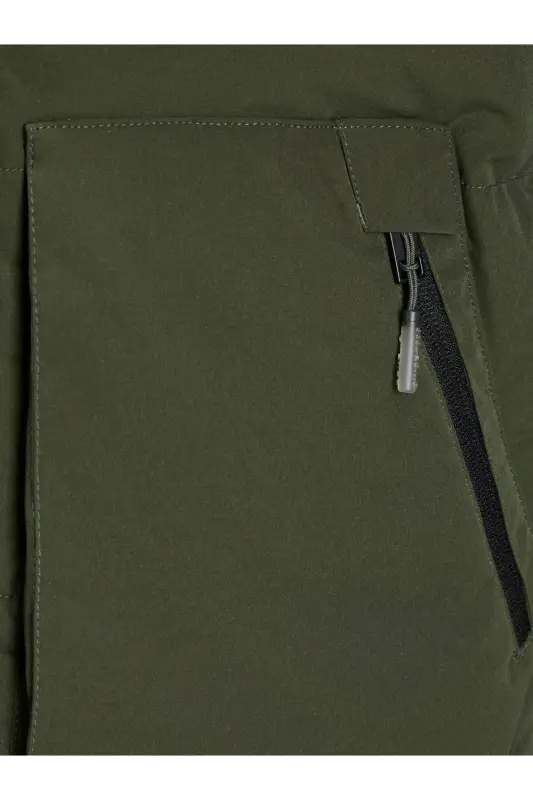 Jack&Jones Minimalist Oversize Kapüşonlu Erkek Kışlık Mont-Koyu Yeşil - 3