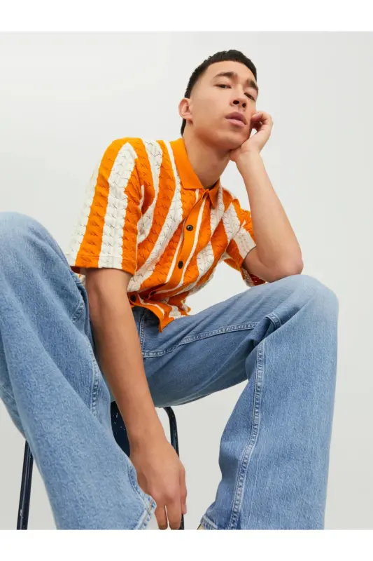 Jack&jones Orange Men's T-shirt Shirt 12234327-Orange - 3