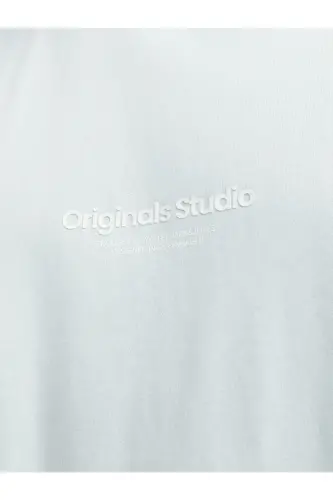 Jack&Jones Oversize Minimalist Erkek T-Shirt - Günlük & Rahat - Açık Mavi - 4
