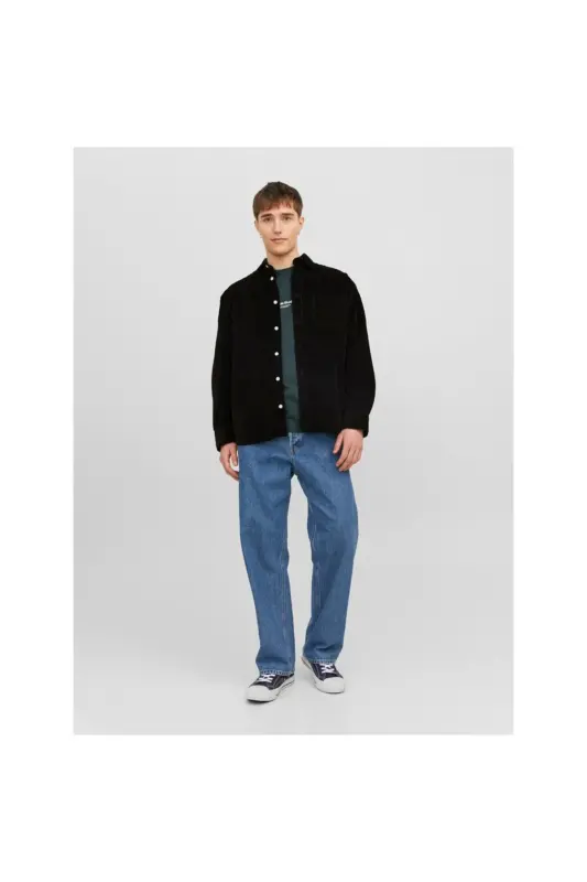 Jack&Jones Oversize Qora Erkak Ko'ylak - JACK & JONES