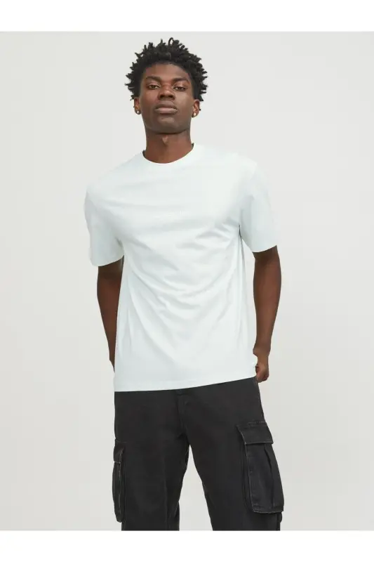 Jack&Jones Oversize Minimalist Erkek T-Shirt - Günlük & Rahat - Açık Mavi - 2
